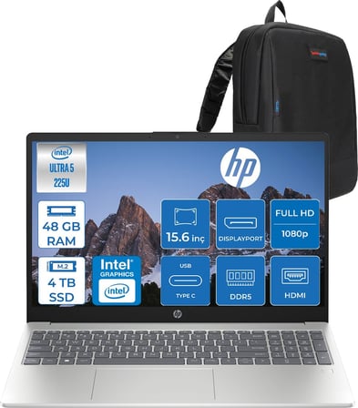 Hp Laptop Aı 15-FD2026NT Intel Ultra5 225U 48GB Ddr5 4tb SSD 15.6" Inch Intel® Grafik Gpu Fhd (1920X1080) Freedos Taşınabilir Bilgisayar D51E0EAF20+ZETTAÇANTA