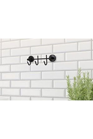 Siyah 4'lü Sıra Askı Wc Askı Banyo Mutfak Düzenleyici Askısı
