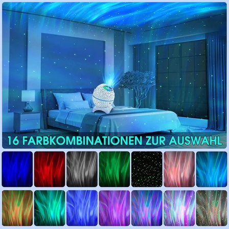 LED yıldızlı gökyüzü projektörü, uzaktan kumandalı galaksi planetaryumu, Bluetooth hoparlörlü gece kutup ışığı, aurora efekti, çocuklar yetişkinler için beyaz gürültü ve yıldızlar