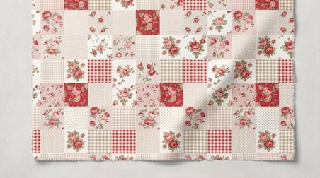 Maki Home Battal Boy 240x220 Pamuklu Patchwork Gül Desenli Nevresim Seti - Country Tarz Kırkyama Model