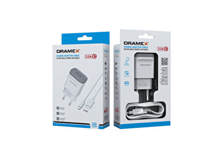 Dramex D21M 2.0A 1mt Kablolu Micro USB Şarj Cihazı - Beyaz