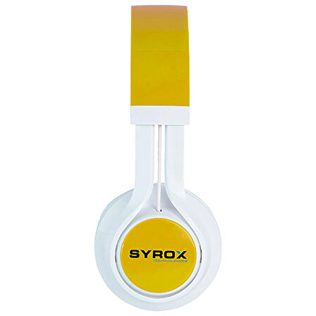 Syrox K11 Extra Bass 1.50mt 3.5mm AUX Kablolu Mikrofonlu Kulak Üstü Kulaklık - Sarı-Beyaz