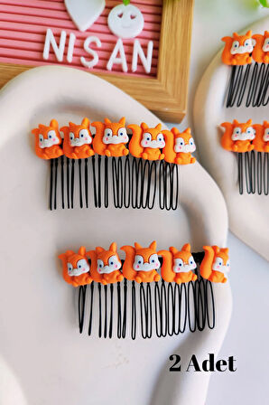 Kız Çocuk Renkli Hayvan Figürlü Taraklı Toka 2 Adet