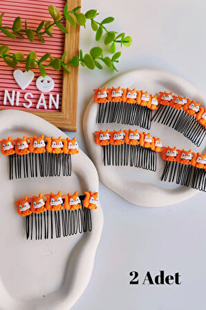 Kız Çocuk Renkli Hayvan Figürlü Taraklı Toka 2 Adet