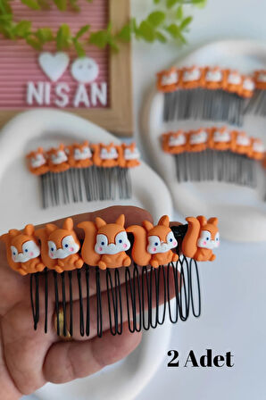 Kız Çocuk Renkli Hayvan Figürlü Taraklı Toka 2 Adet