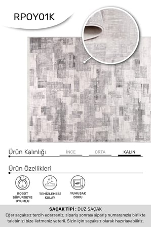 ANATOLIA HALI NOVA-Gri/Bej - Özel Ölçü-Salon, Oturma Odası ve Koridor Halısı