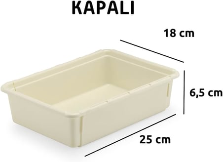 Ayarlanabilir Kayar Kızaklı Mini Çekmece Organizeri Uzuayıp Kısalan Konsül Masa Üstü Dzenleyici (Krem, 4 Numara)