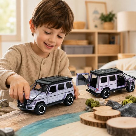 Sürtmeli Sesli ve Işıklı Jeep Oyuncak Araba, Kapıları Açılan Arazi Aracı Modeli, Büyük Tekerlekli Off Road Oyuncak Jeep, Çocuklar İçin Gerçekçi Oyuncak Araba VRD10716 (LİLA)