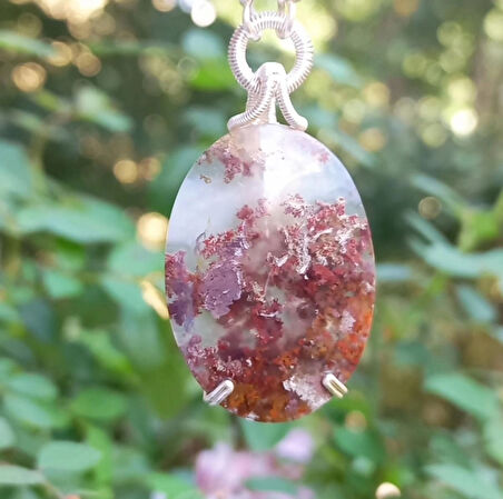 2402 Garden Kuvars Garnet Krizopras Sedef el yapımı kolye