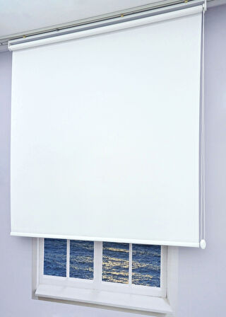 Düz Stor Perde - Kalın Mat Stor Güneşlik Kumaş (Keten) - Alüminyum Kasa ve Boru - Eteği DİLİMSİZ/DÜZ