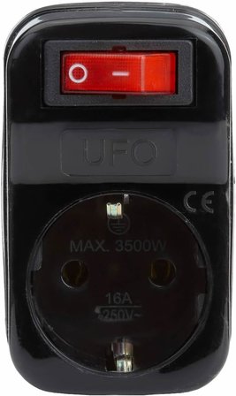 Tekli Akım Korumalı Anahtarlı Priz 16A 250V, Max 3500W Aşırı Yük Koruması (Siyah)