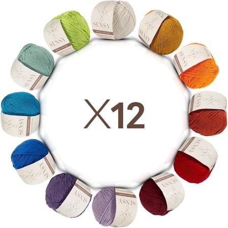 Premium 12 Adet 50gr Baby Cotton Amigurumi Ve Punch Ipi Set1