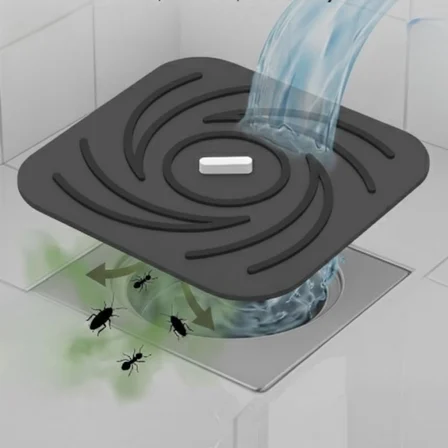 Kötü Koku Böcek Önleyici Gider Tıpası Lavabo Balkon Tuvalet Gider Kapatıcı Kapak Silikon (Gri-Gri)