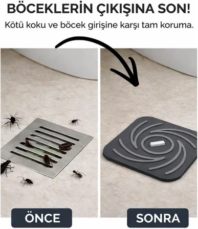 Kötü Koku Böcek Önleyici Gider Tıpası Lavabo Balkon Tuvalet Gider Kapatıcı Kapak Silikon (Gri-Gri)