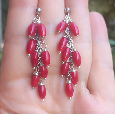 2403 Arpa Mercan el yapımı küpe