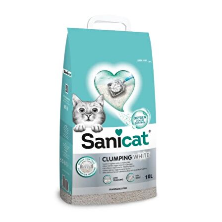 Sanicat clumping white 10lt kokusuz oksijen kontrollü topaklanan kedi kumu