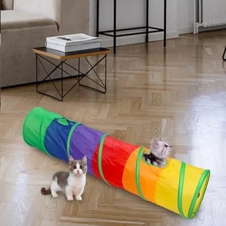 Düz Kedi Tüneli Katlanır Gökkuşağı Uzun Düz Kedi Köpek Oyun Tüneli Evcil Hayvan Oyun Tüneli
