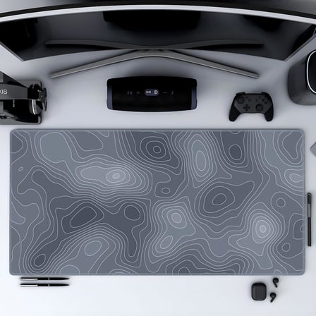 90X40 CM XXL Gaming Mouse Pad [High Density Hybrid Kumaş] [Kaymaz Taban] [Yüksek Çözünürlüklü Baskı] Fare Altlığı Oyuncu Mousepad (Gri İzohips)