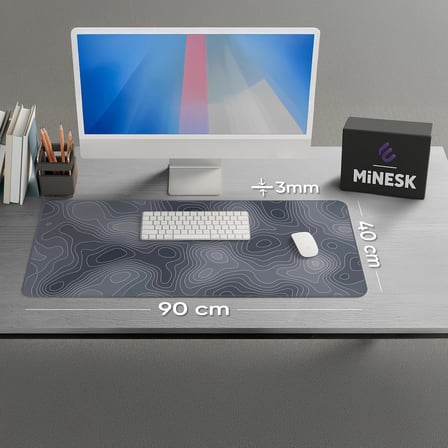 90X40 CM XXL Gaming Mouse Pad [High Density Hybrid Kumaş] [Kaymaz Taban] [Yüksek Çözünürlüklü Baskı] Fare Altlığı Oyuncu Mousepad (Gri İzohips)