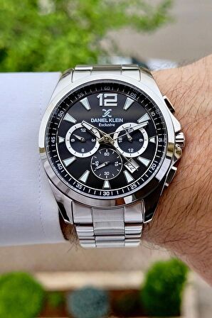 Daniel Klein DKISTE1122 Kadranı Siyah Kordonu Gümüş Renk Göstergeleri Aktif Hediye Paketli Erkek Kol Saati