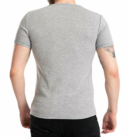 Bisiklet Yaka Erkek % 100 Pamuklu Likralı Slim Fit Düz Tişört