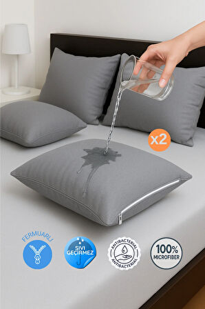 2'li Fermuarlı Sıvı Geçirmez Yastık Alezi Yastık Koruyucu