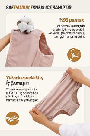 Kadın Külot Yüksek Bel Büyük Beden 4'lü Paket - Pamuklu Kumaş, 7 Farklı Renk Seçeneği