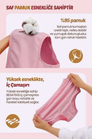 Kadın Külot Yüksek Bel Büyük Beden 6'lı Paket - Pamuklu Kumaş, 7 Farklı Renk Seçeneği