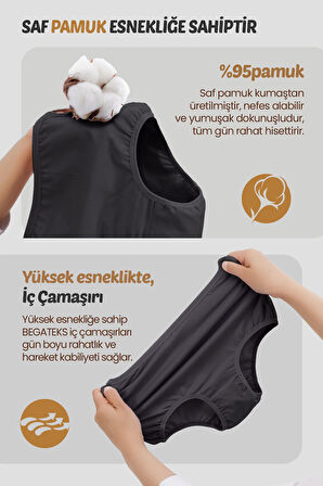 Kadın Külot Yüksek Bel Büyük Beden 6'lı Paket - Pamuklu Kumaş, 7 Farklı Renk Seçeneği