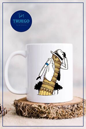 Baskılı Kupa Bardak Seramik Mug - Pisa Kulesi Michael Jackson