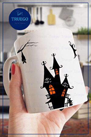 Baskılı Kupa Bardak Seramik Mug - Perili Ev Halloween