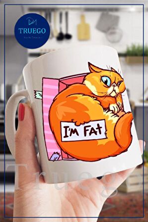 Baskılı Kupa Bardak Seramik Mug - I'm Fat