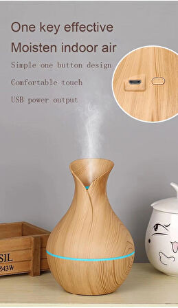 200ML Hava Nemlendirici Vazo Modeli Led Işıklı 7 Renkli Oda Hava Nemlendiricisi