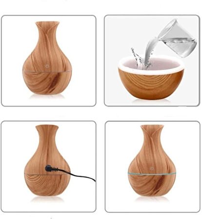 200ML Hava Nemlendirici Vazo Modeli Led Işıklı 7 Renkli Oda Hava Nemlendiricisi