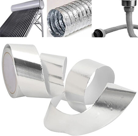 Alüminyum Folyo Bant Yanmaz Kombi Soba Borusu Bandı 48MM x 5m