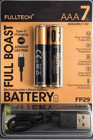 Type-C Şarjlı İnce Pil AAA Şarj Edilebilir Kumanda Pili 1.5V 800mWh Lityum-İon İnce Pil AAA7 Type-C Şarjlı