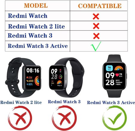 Xiaomi Redmi Watch 3 Active ile uyumlu saat kayışı, yedek kayış, kadın, erkek, Xiaomi Redmi Watch 3 Lite ile uyumlu (saat yok)