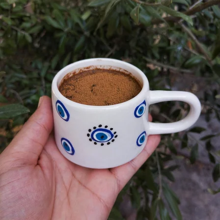 Nazar Boncuk Desenli Seramik 200 ml Kupa Bardak Mug