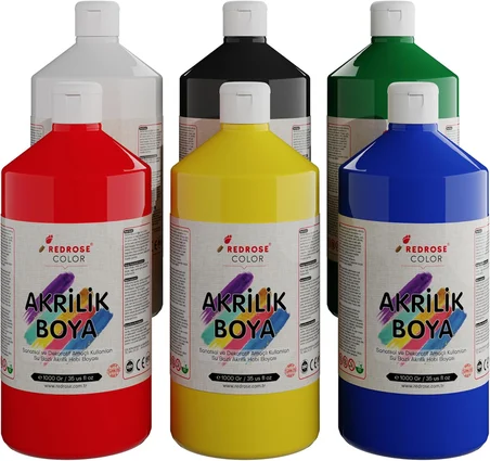 Ana Renkler Akrilik Boya 6'lı Set 6x1000 gr