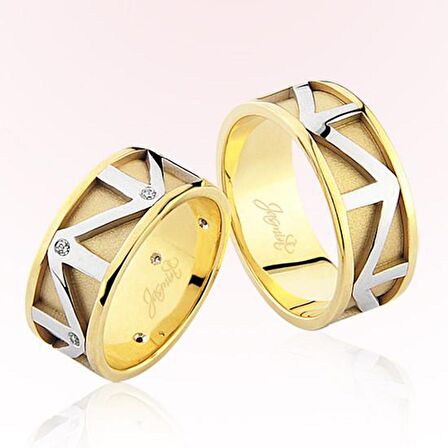 Zikzak Desenli Altın Alyans 2406