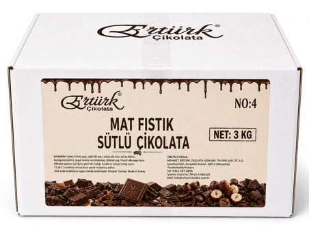 Ertürk Mat Fıstık Sütlü Çikolata Standart No:4  (3 Kg)