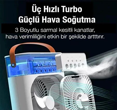 Masaüstü Taşınabilir Buzlu Vantilatör Su Soğutmalı Led Işıklı Soğutucu Fan Aır Cooler Fan