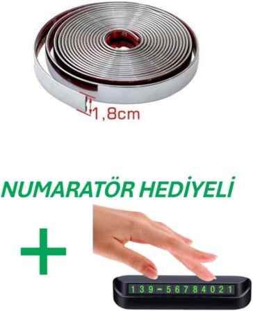 Yapışkanlı Nikelaj Şerit Bant Çıta 18mm, 5 Metre Krom, Numaratör Hediyeli