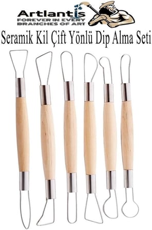 Seramik Kil Çömlek Çift Yönlü Dip Alma Seti 6 Parça 1 Paket Polimer Kil Oyma Seti Ebeşuar Yuvarlak Telli Heykel Balmumu