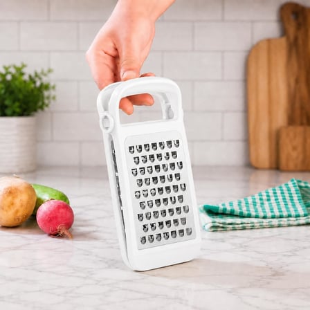 Katlanabilir Ayrılabilir Rende, Çift Taraflı İnce ve Kalın Rendeleme, Paslanmaz Çelik Bıçaklı, ABS Plastik Gövde, Bulaşık Makinesinde Yıkanabilir, BPA İçermez (Beyaz)