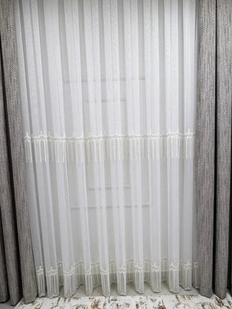 NİVEMESHOME 2571 V -117 REİNA  GOLD 1/3 PİLELİ BAMBU TÜL PERDE