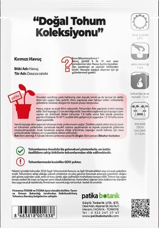 2000 Adet Kırmızı Havuç Tohumu