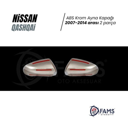 Nissan Qashqai ABS Krom Ayna Kapağı 2 Parça 2007-2014 Paslanmaz Çelik