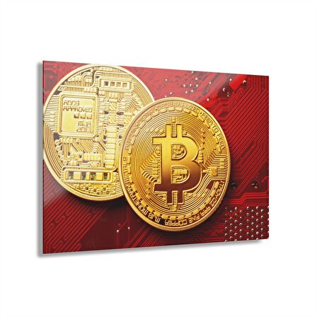 LEYLASER  Bitcoin Kripto BTC Crypto Para 2 Cam Tablo Duvar Dekoru