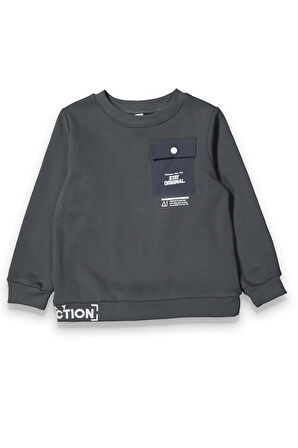 Erkek Çocuk Kalın Baskılı-Cepli Sweatshirt